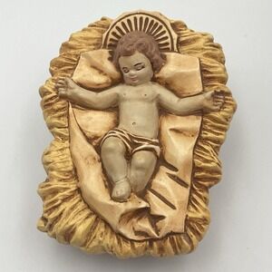 Vintage 1973 Western Mold Company Baby Jesus in Manger Nativity Figure 3x3x4